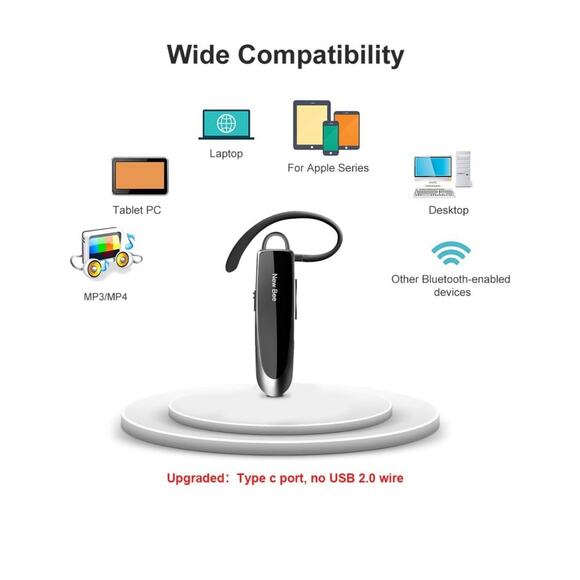 Bluetooth Earpiece V5.0 Wireless Handsfree Driving Headset w/ Microphone 24 Hrs - Picture 5 of 10